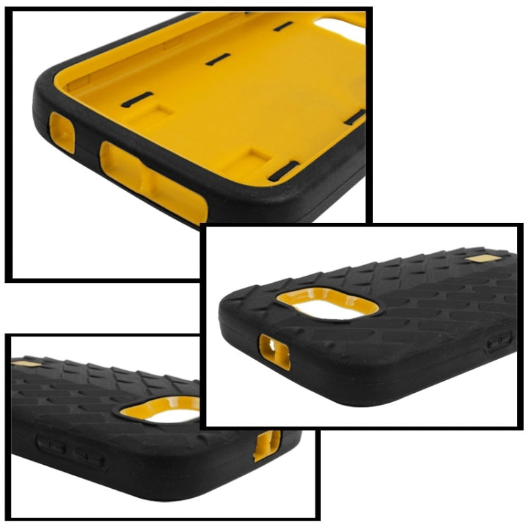 For Galaxy S6 Tyre Texture Screen Protector + Shockproof Silicone + Plastic Shell Combination Case