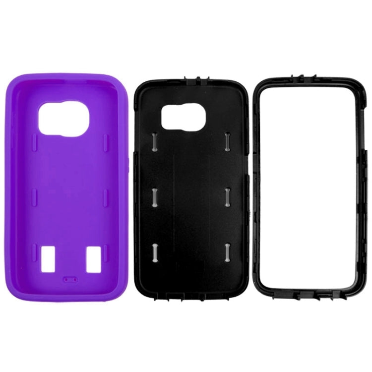 For Galaxy S6 Smooth Surface Screen Protector + Shockproof Silicone + Plastic Shell Combination Case