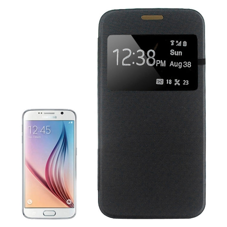 For Galaxy S6 / G920 Leather Cover Connect Translucence PC Back Shell Protective Case with Caller ID Window