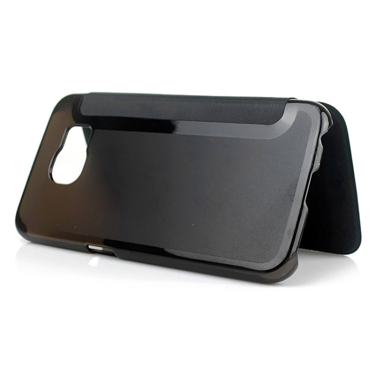 For Galaxy S6 / G920 Leather Cover Connect Translucence PC Back Shell Protective Case with Caller ID Window