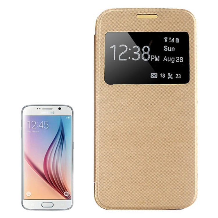 For Galaxy S6 / G920 Leather Cover Connect Translucence PC Back Shell Protective Case with Caller ID Window