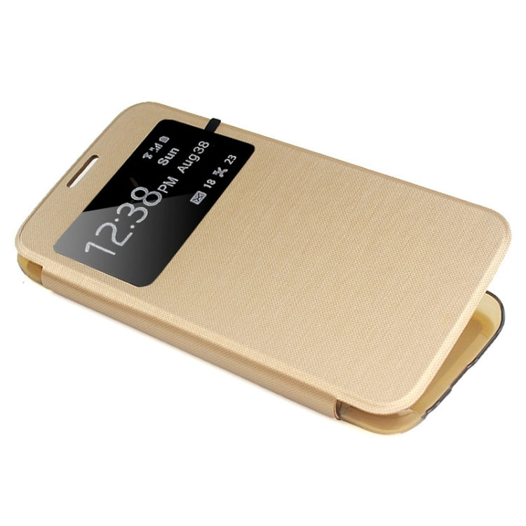 For Galaxy S6 / G920 Leather Cover Connect Translucence PC Back Shell Protective Case with Caller ID Window