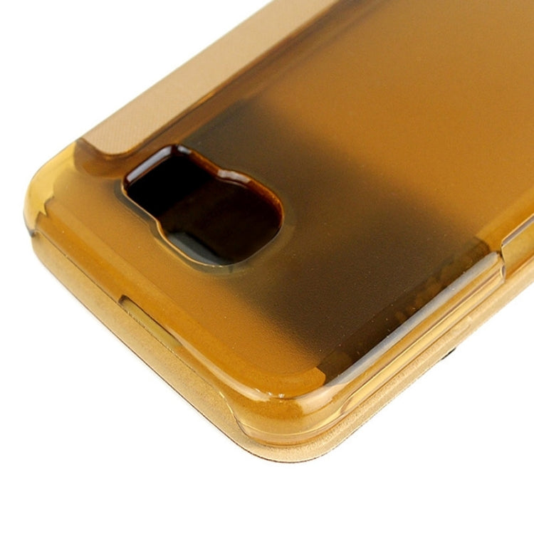 For Galaxy S6 / G920 Leather Cover Connect Translucence PC Back Shell Protective Case with Caller ID Window