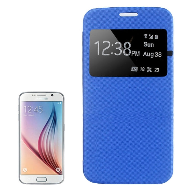 For Galaxy S6 / G920 Leather Cover Connect Translucence PC Back Shell Protective Case with Caller ID Window