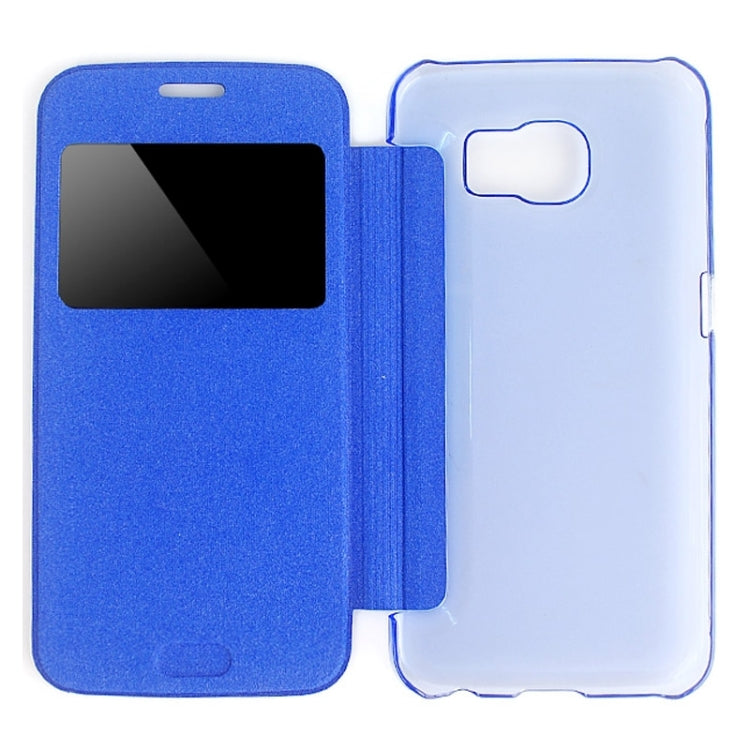 For Galaxy S6 / G920 Leather Cover Connect Translucence PC Back Shell Protective Case with Caller ID Window