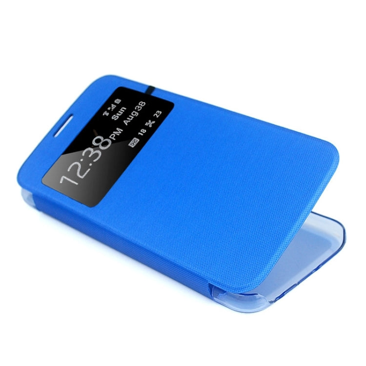 For Galaxy S6 / G920 Leather Cover Connect Translucence PC Back Shell Protective Case with Caller ID Window