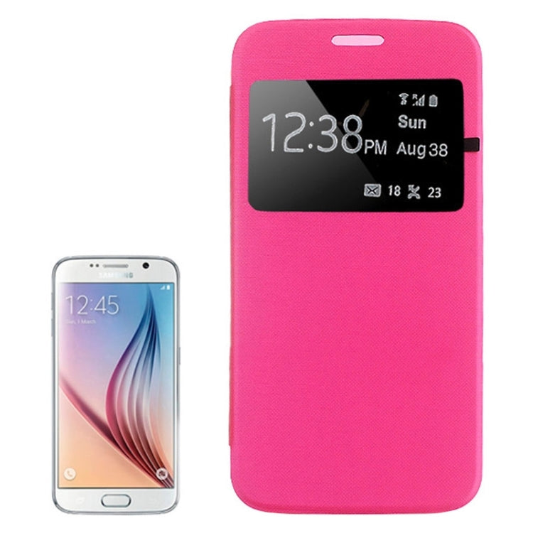 For Galaxy S6 / G920 Leather Cover Connect Translucence PC Back Shell Protective Case with Caller ID Window