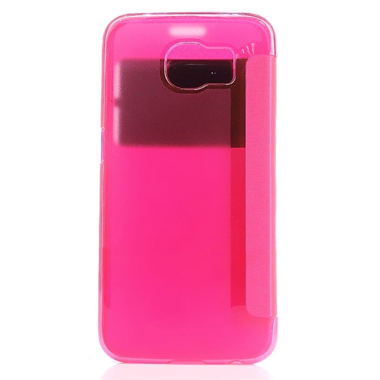 For Galaxy S6 / G920 Leather Cover Connect Translucence PC Back Shell Protective Case with Caller ID Window