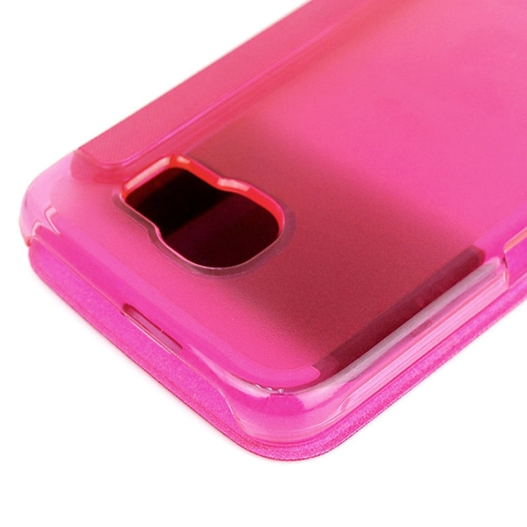 For Galaxy S6 / G920 Leather Cover Connect Translucence PC Back Shell Protective Case with Caller ID Window