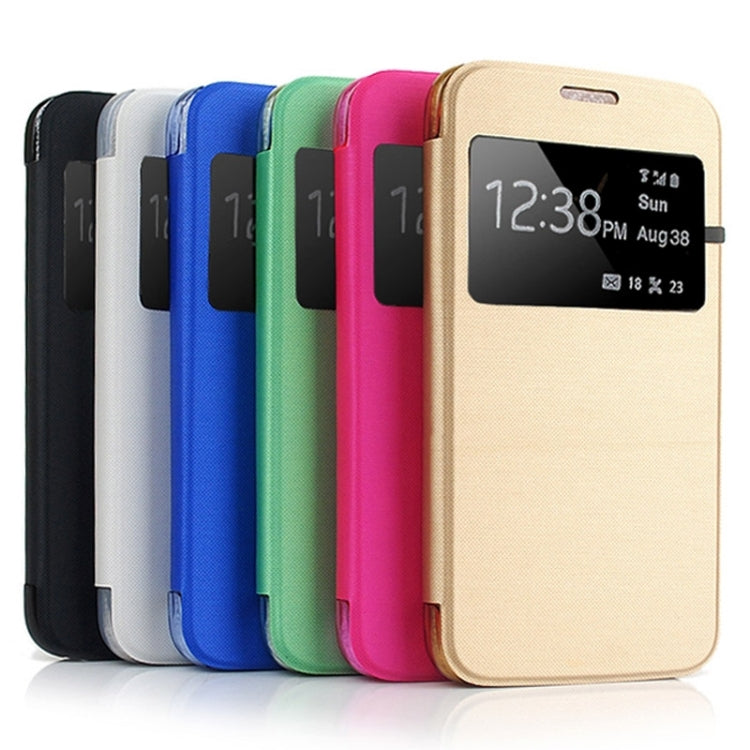 For Galaxy S6 / G920 Leather Cover Connect Translucence PC Back Shell Protective Case with Caller ID Window