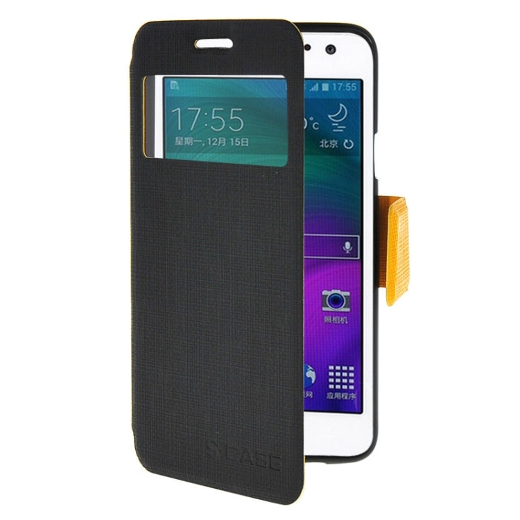 Cross Texture Horizontal Flip Colorant Match Leather Case with Caller ID Window & Holder for Galaxy A3 / A300