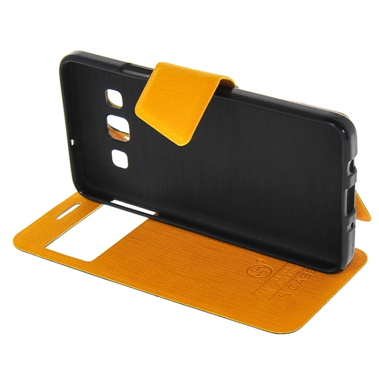Cross Texture Horizontal Flip Colorant Match Leather Case with Caller ID Window & Holder for Galaxy A3 / A300