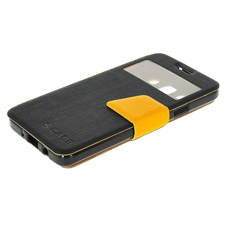 Cross Texture Horizontal Flip Colorant Match Leather Case with Caller ID Window & Holder for Galaxy A3 / A300