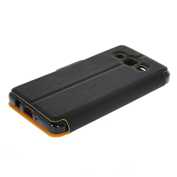 Cross Texture Horizontal Flip Colorant Match Leather Case with Caller ID Window & Holder for Galaxy A3 / A300