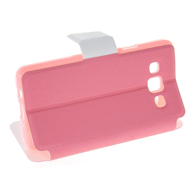 Cross Texture Horizontal Flip Colorant Match Leather Case with Caller ID Window & Holder for Galaxy A3 / A300