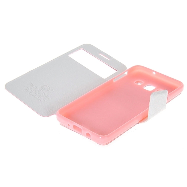 Cross Texture Horizontal Flip Colorant Match Leather Case with Caller ID Window & Holder for Galaxy A3 / A300