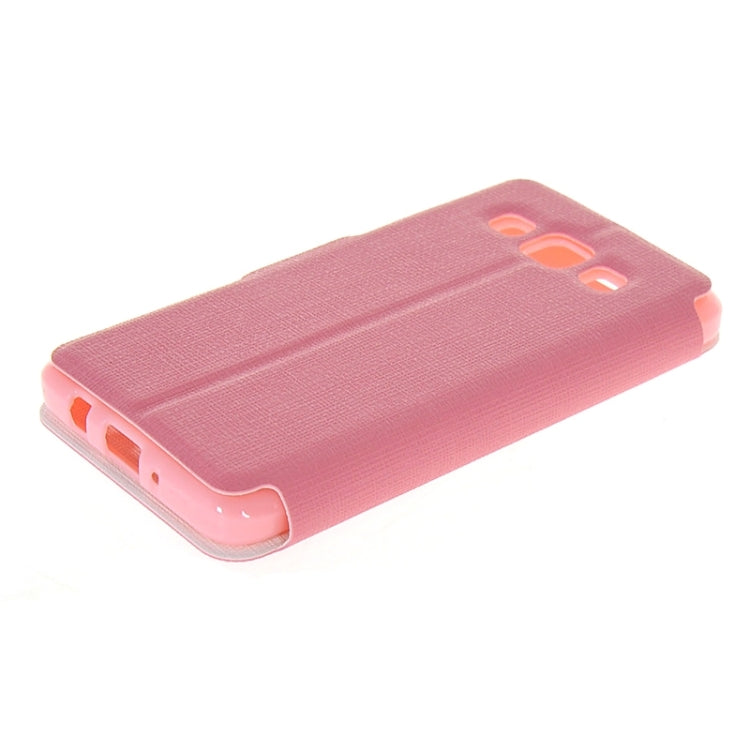 Cross Texture Horizontal Flip Colorant Match Leather Case with Caller ID Window & Holder for Galaxy A3 / A300