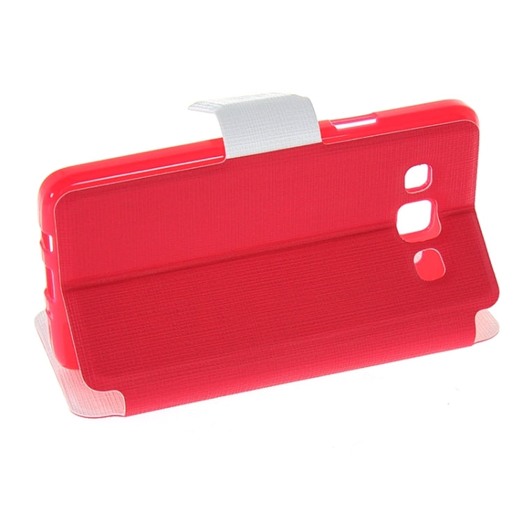 Cross Texture Horizontal Flip Colorant Match Leather Case with Caller ID Window & Holder for Galaxy A3 / A300