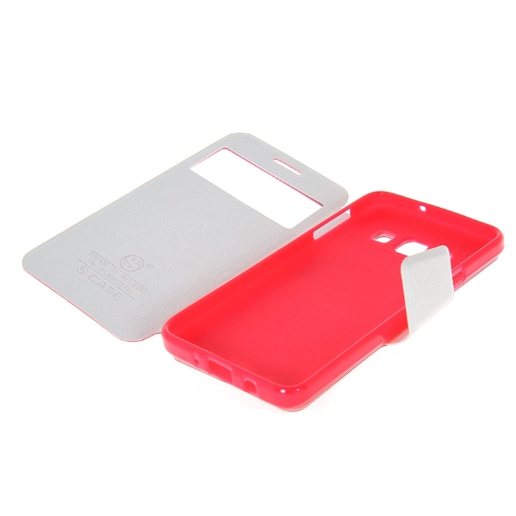 Cross Texture Horizontal Flip Colorant Match Leather Case with Caller ID Window & Holder for Galaxy A3 / A300