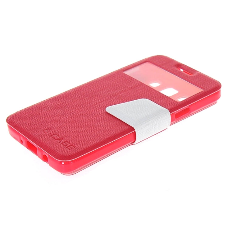 Cross Texture Horizontal Flip Colorant Match Leather Case with Caller ID Window & Holder for Galaxy A3 / A300