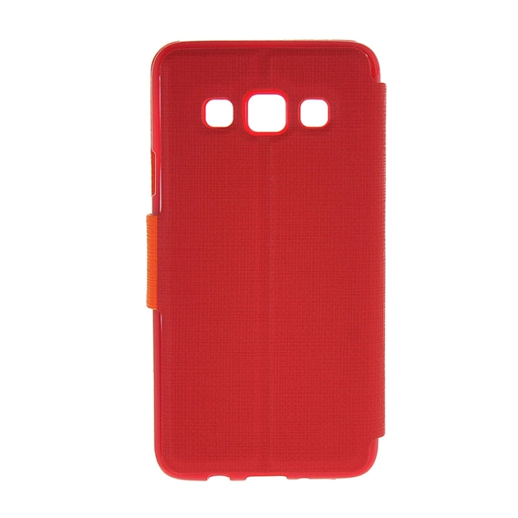 Cross Texture Horizontal Flip Colorant Match Leather Case with Caller ID Window & Holder for Galaxy A3 / A300