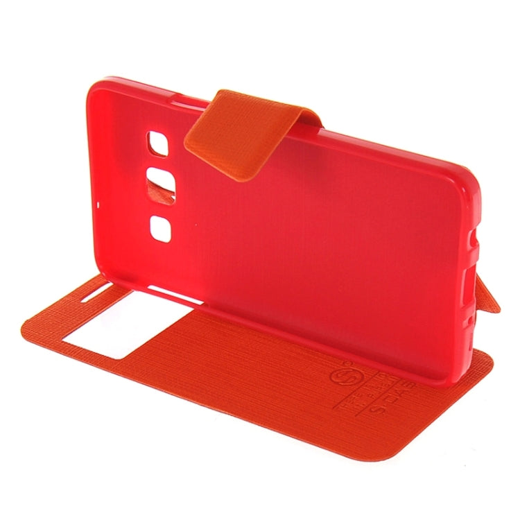 Cross Texture Horizontal Flip Colorant Match Leather Case with Caller ID Window & Holder for Galaxy A3 / A300
