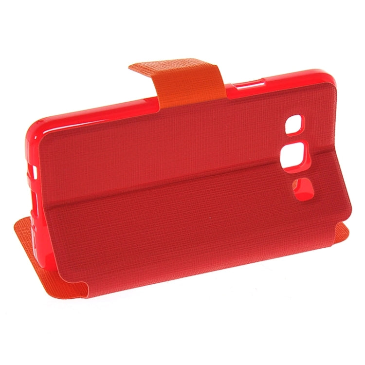 Cross Texture Horizontal Flip Colorant Match Leather Case with Caller ID Window & Holder for Galaxy A3 / A300