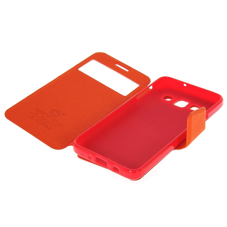 Cross Texture Horizontal Flip Colorant Match Leather Case with Caller ID Window & Holder for Galaxy A3 / A300
