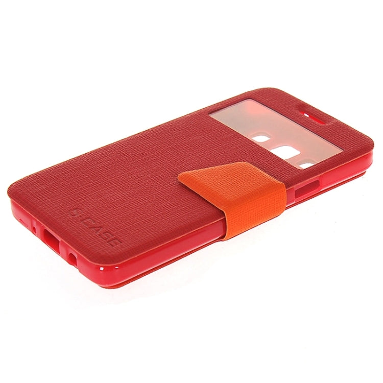 Cross Texture Horizontal Flip Colorant Match Leather Case with Caller ID Window & Holder for Galaxy A3 / A300