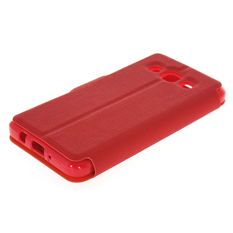 Cross Texture Horizontal Flip Colorant Match Leather Case with Caller ID Window & Holder for Galaxy A3 / A300