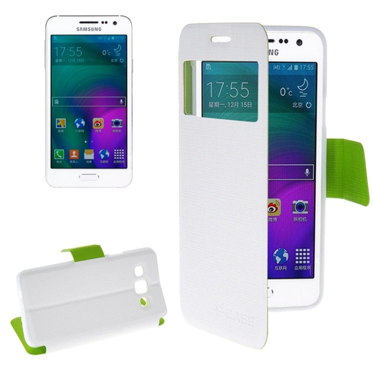 Cross Texture Horizontal Flip Colorant Match Leather Case with Caller ID Window & Holder for Galaxy A3 / A300