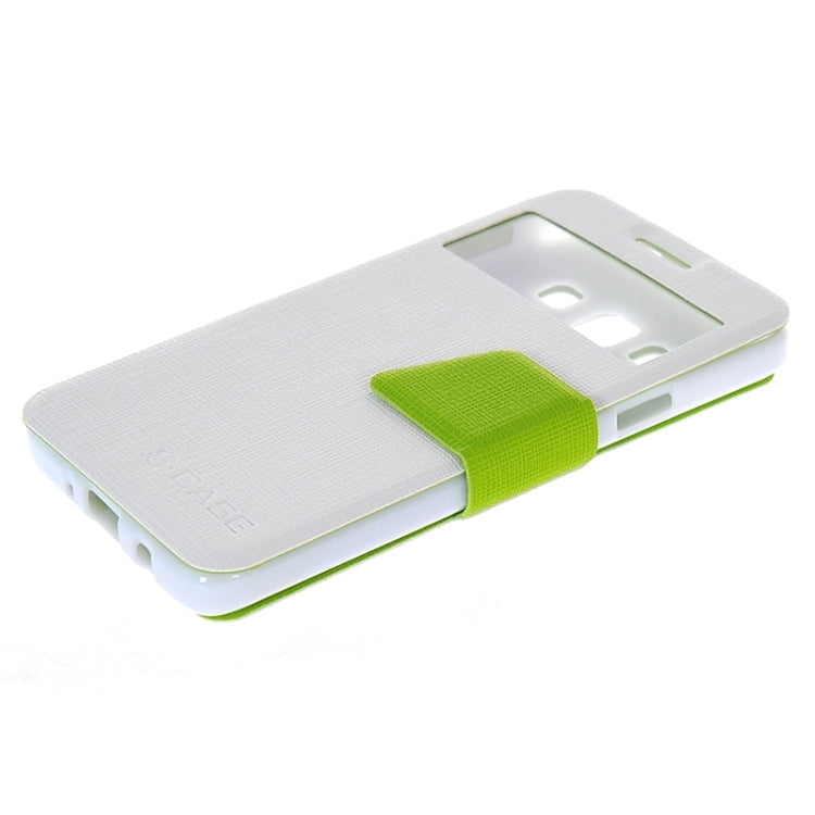 Cross Texture Horizontal Flip Colorant Match Leather Case with Caller ID Window & Holder for Galaxy A3 / A300