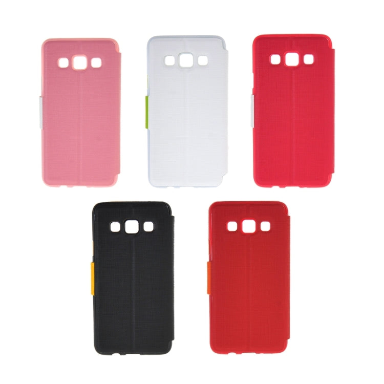 Cross Texture Horizontal Flip Colorant Match Leather Case with Caller ID Window & Holder for Galaxy A3 / A300