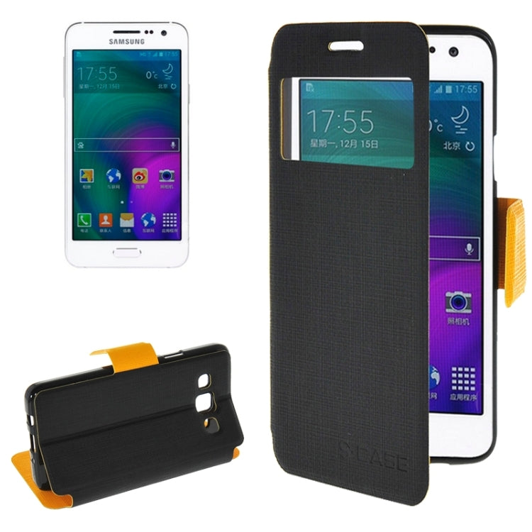 Cross Texture Horizontal Flip Colorant Match Leather Case with Caller ID Window & Holder for Galaxy A5 / A500F