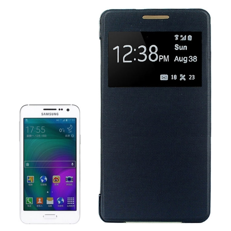Leather Cover Connect Translucence PC Back Shell Protective Case with Caller ID Window for Galaxy A3 / A300