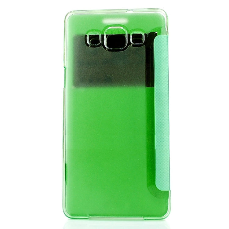 Leather Cover Connect Translucence PC Back Shell Protective Case with Caller ID Window for Galaxy A3 / A300