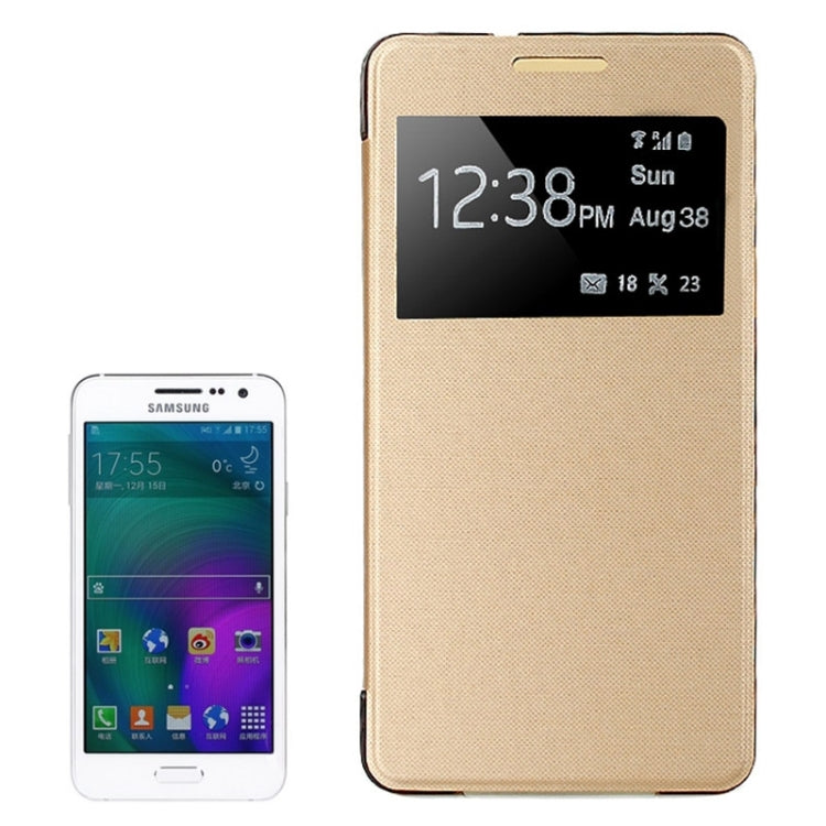 Leather Cover Connect Translucence PC Back Shell Protective Case with Caller ID Window for Galaxy A3 / A300