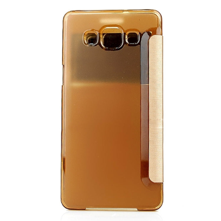 Leather Cover Connect Translucence PC Back Shell Protective Case with Caller ID Window for Galaxy A3 / A300
