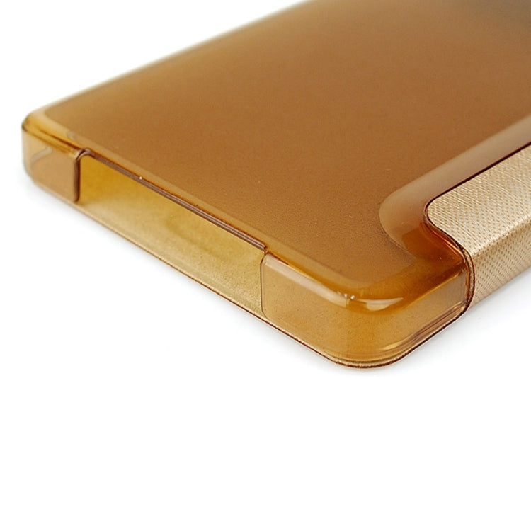 Leather Cover Connect Translucence PC Back Shell Protective Case with Caller ID Window for Galaxy A3 / A300