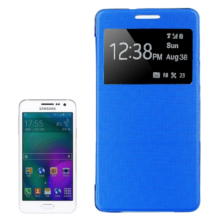 Leather Cover Connect Translucence PC Back Shell Protective Case with Caller ID Window for Galaxy A3 / A300