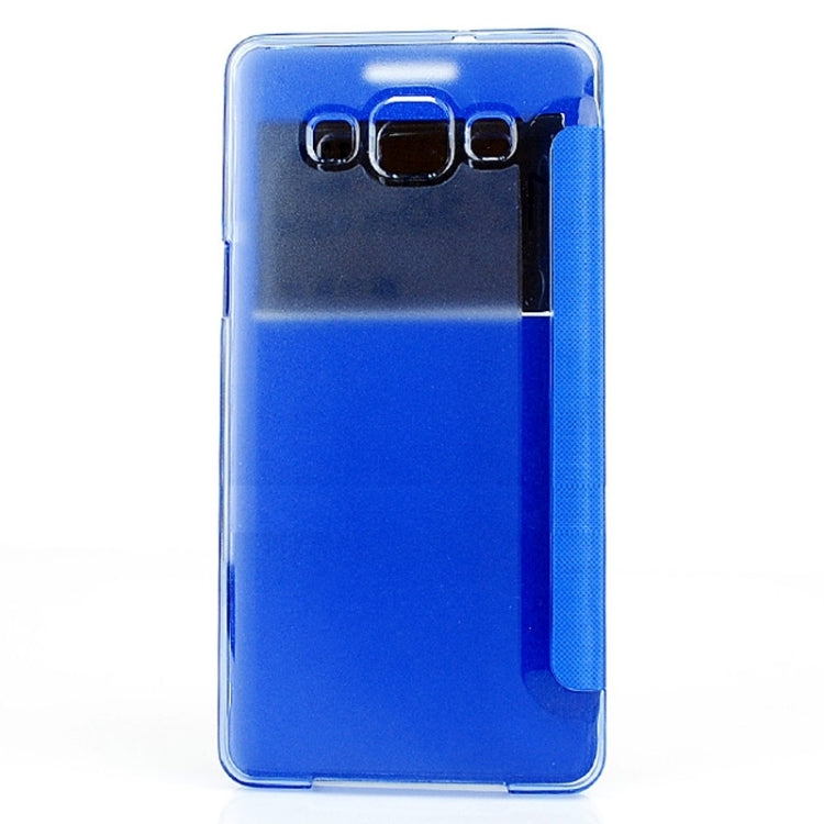 Leather Cover Connect Translucence PC Back Shell Protective Case with Caller ID Window for Galaxy A3 / A300