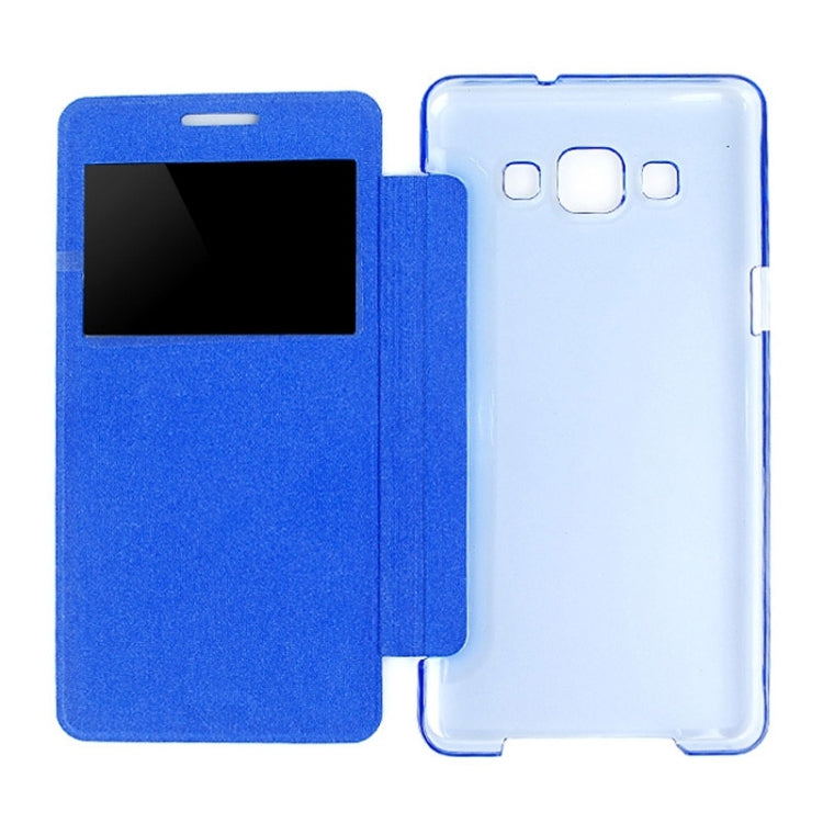 Leather Cover Connect Translucence PC Back Shell Protective Case with Caller ID Window for Galaxy A3 / A300