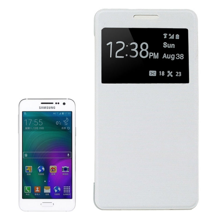 Leather Cover Connect Translucence PC Back Shell Protective Case with Caller ID Window for Galaxy A3 / A300