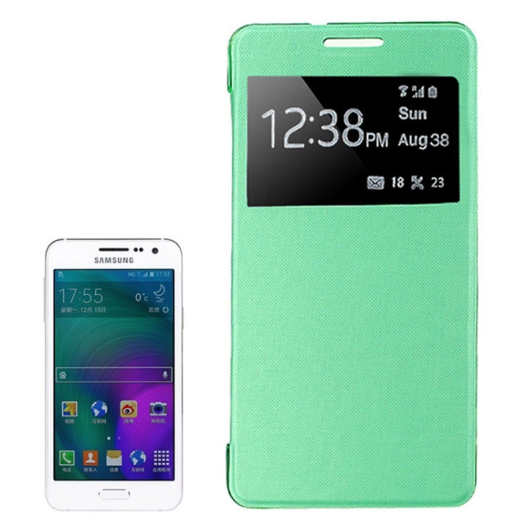 Leather Cover Connect Translucence PC Back Shell Protective Case with Caller ID Window for Galaxy A5 / A500