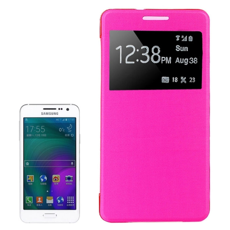Leather Cover Connect Translucence PC Back Shell Protective Case with Caller ID Window for Galaxy A5 / A500