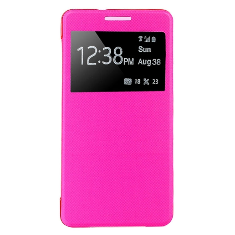 Leather Cover Connect Translucence PC Back Shell Protective Case with Caller ID Window for Galaxy A5 / A500