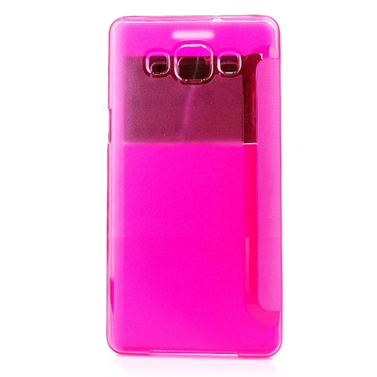 Leather Cover Connect Translucence PC Back Shell Protective Case with Caller ID Window for Galaxy A5 / A500