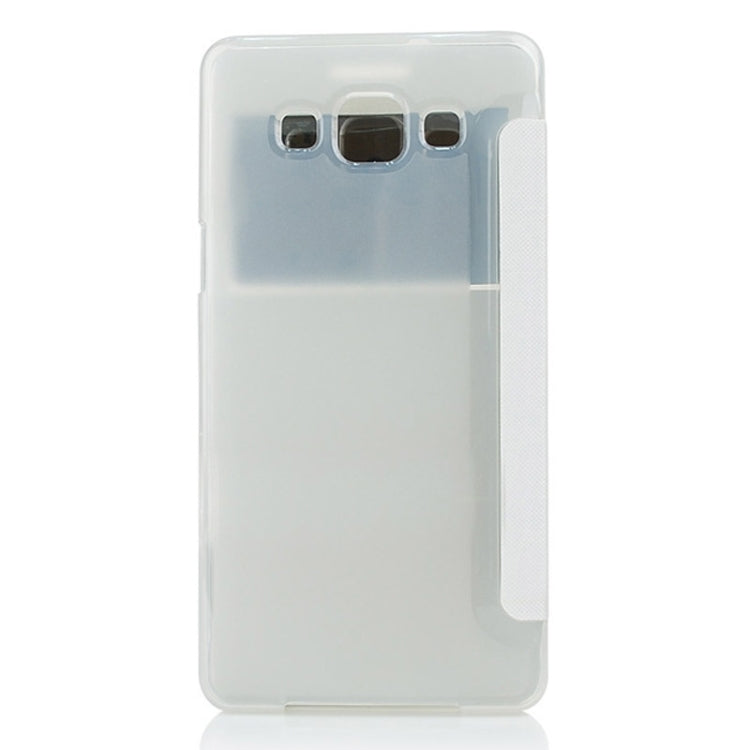 Leather Cover Connect Translucence PC Back Shell Protective Case with Caller ID Window for Galaxy A5 / A500