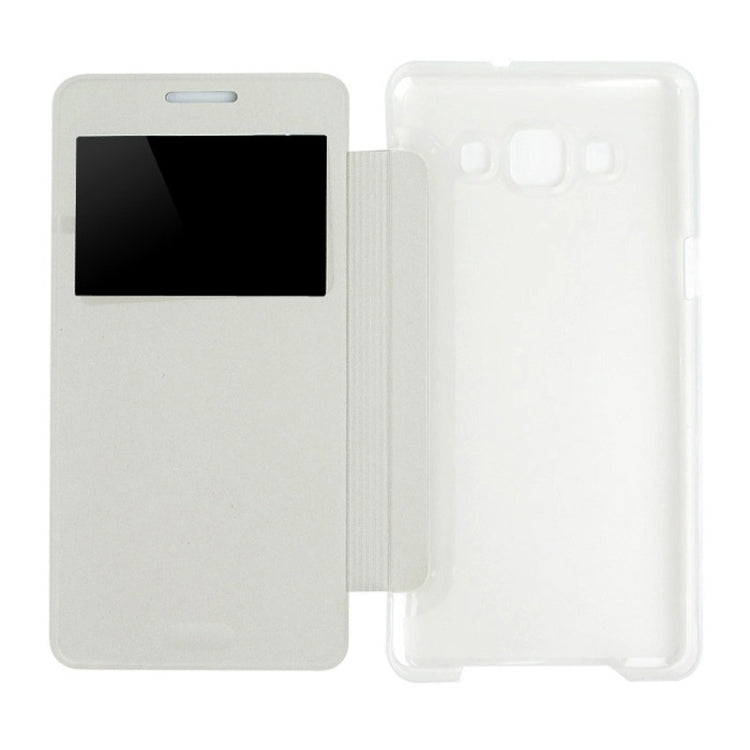 Leather Cover Connect Translucence PC Back Shell Protective Case with Caller ID Window for Galaxy A5 / A500