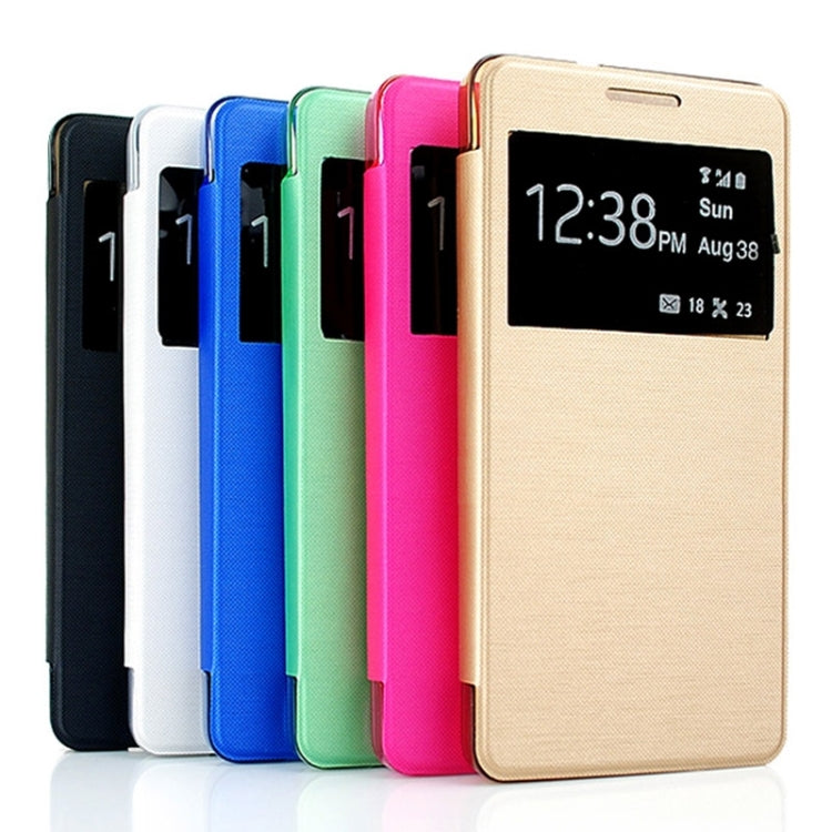 Leather Cover Connect Translucence PC Back Shell Protective Case with Caller ID Window for Galaxy A5 / A500